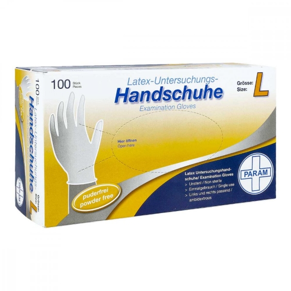 Bild von Handschuhe Einmal Latex Puderfrei L (100 stk)